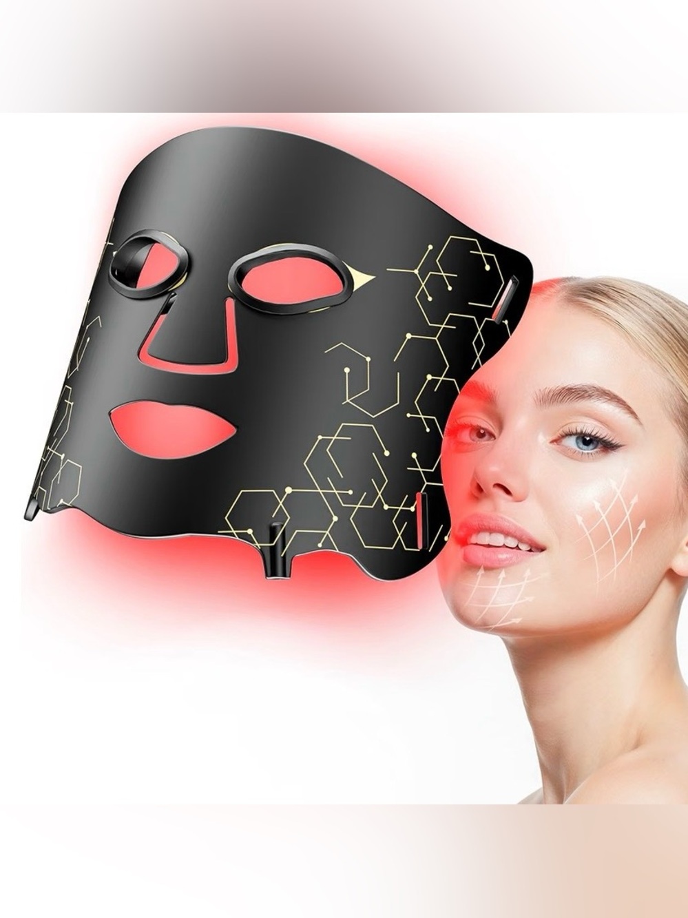Red Light Therapy Mask with Cooling Gel Pack, 7-Color NIR 850nm LED Face Mask